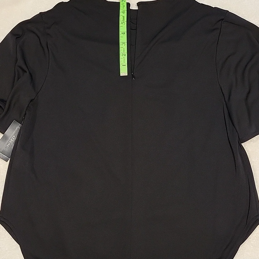 Alfani Black Draped Neck Flutter Sleeve Top - Picture 9 of 12